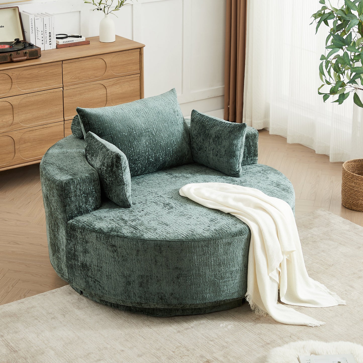 55''L Polyester Foam Single Swivel Chair