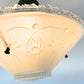 1930’s Peach Frosted Art Deco Suspended Chandelier Ceiling Light