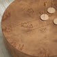 31.49" Burl Wood Veneer Round Coffee Table