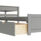 L-Shaped Platform Bed with Trundle and Built-In Desk - Gray