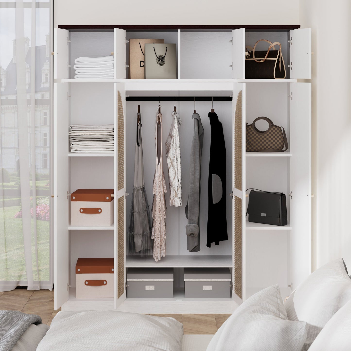 70.87" Tall 8-Door Large Capacity Armoire Wardrobe Closet