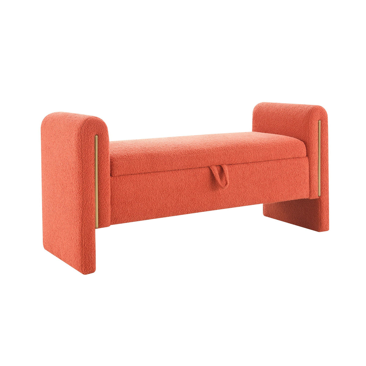 Modern Teddy Upholstered Large Bed End Bench With Arms And Storage - view 2
