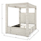 Majestic Canopy Four-poster Queen Bed Tufted Headboard and Footboard