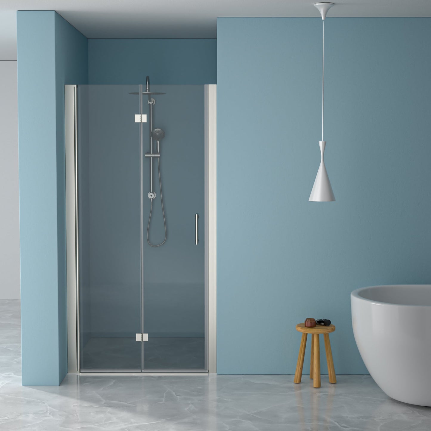 Frameless Shower Door with Tempered Glass - 32"W x 72"H