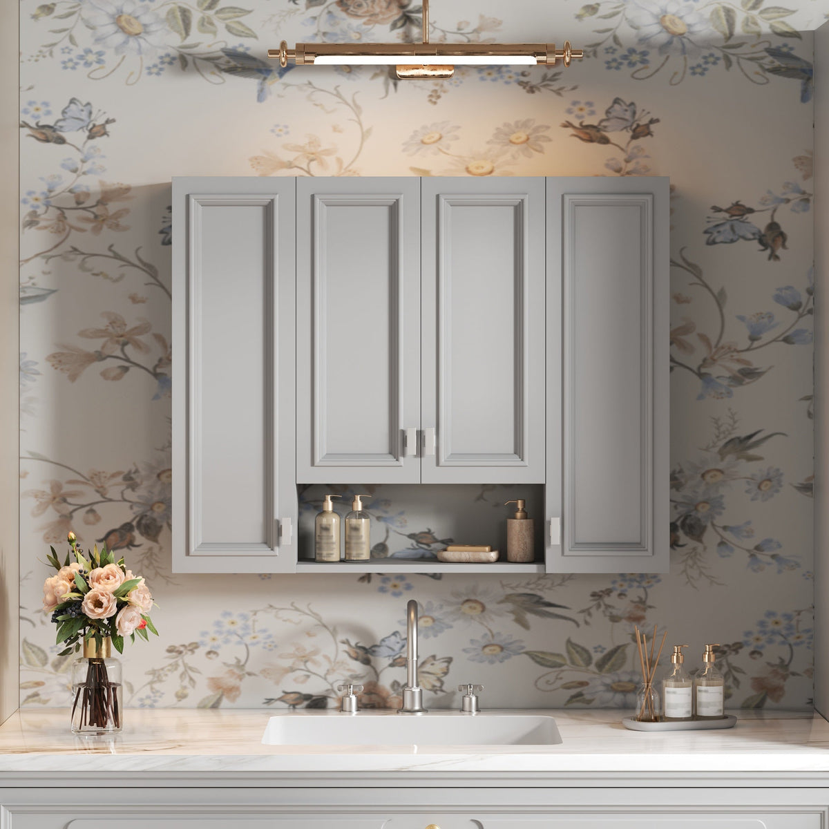 Modern Bathroom Cabinet with 5 Adjustable Shelves
