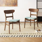 Set of 2 Dining Chairs - Upholstered Seat, Rubberwood Legs, Walnut+Mint