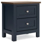 Landocken - Two Drawer Night Stand - Brown / Blue