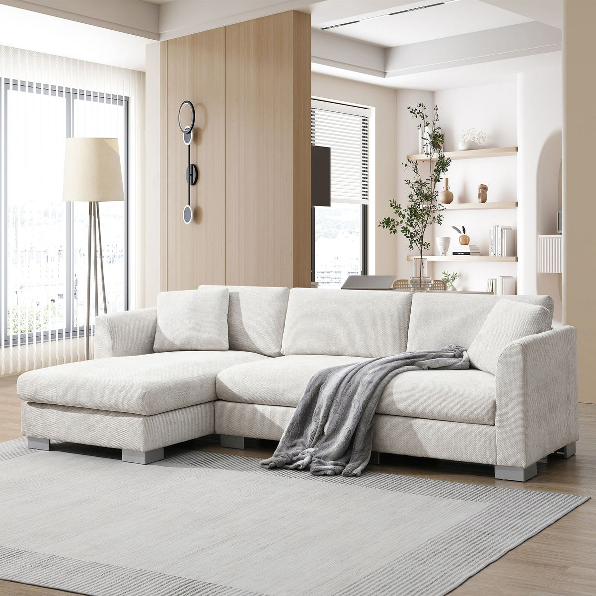 Modern Cloud Sectional Sofa L Shaped Luxury Couch Set With 2 Free Pillows 4 Seat With Oversized Chaise - view 2