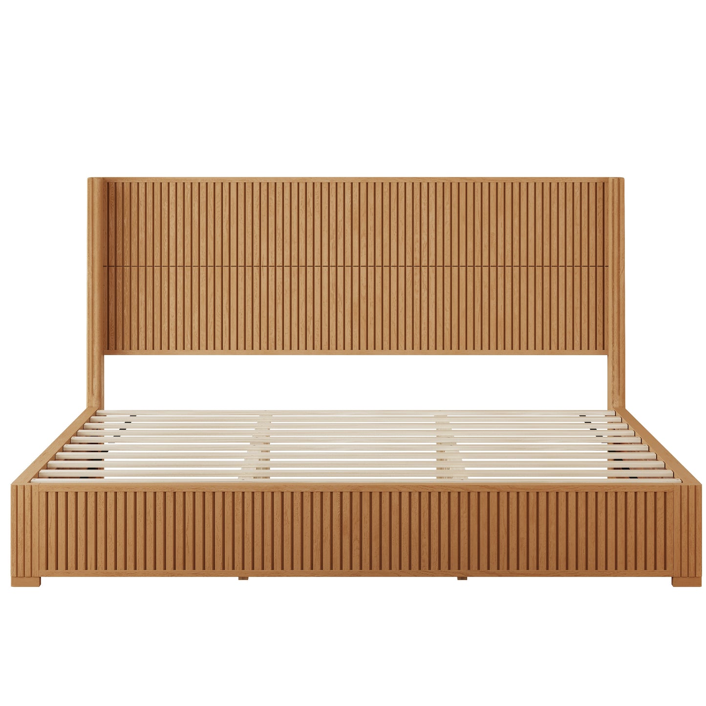 Solid Wood Platform Bed Frame with Headboard - King Size
