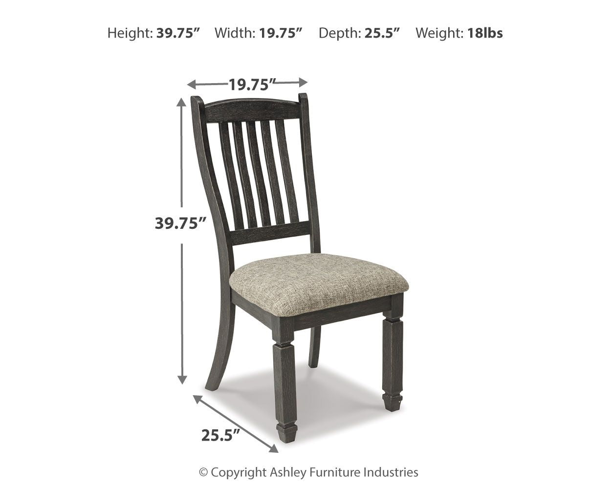 Tyler Creek - Dining UPH Side Chair (Set of 2) - Slatback - Black / Grayish Brown