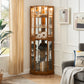 6 Shelf Corner Curio Display Cabinet with Lights, Mirrors and Adjustable Shelves