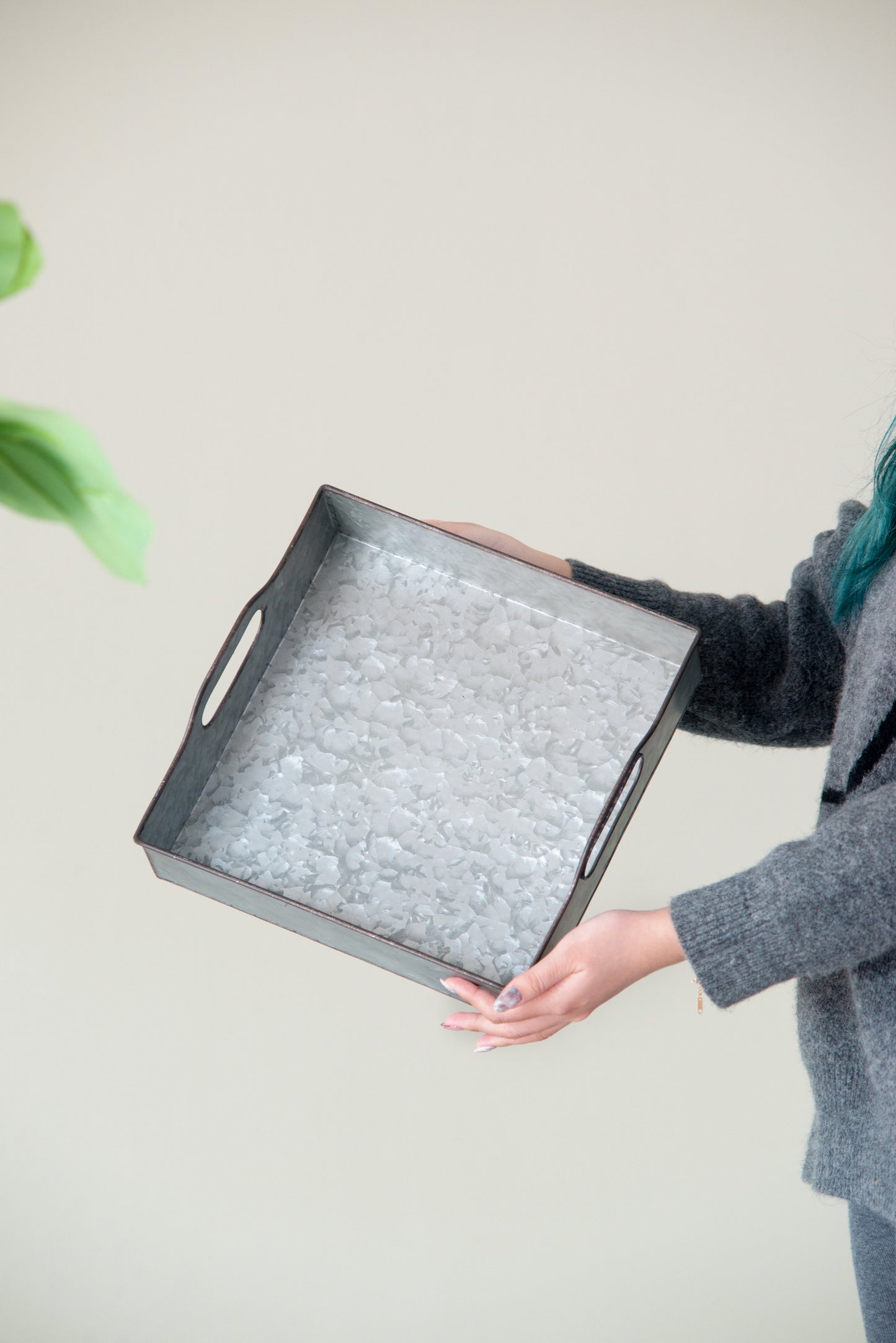 Set of 3 Decorative Galvanized Trays