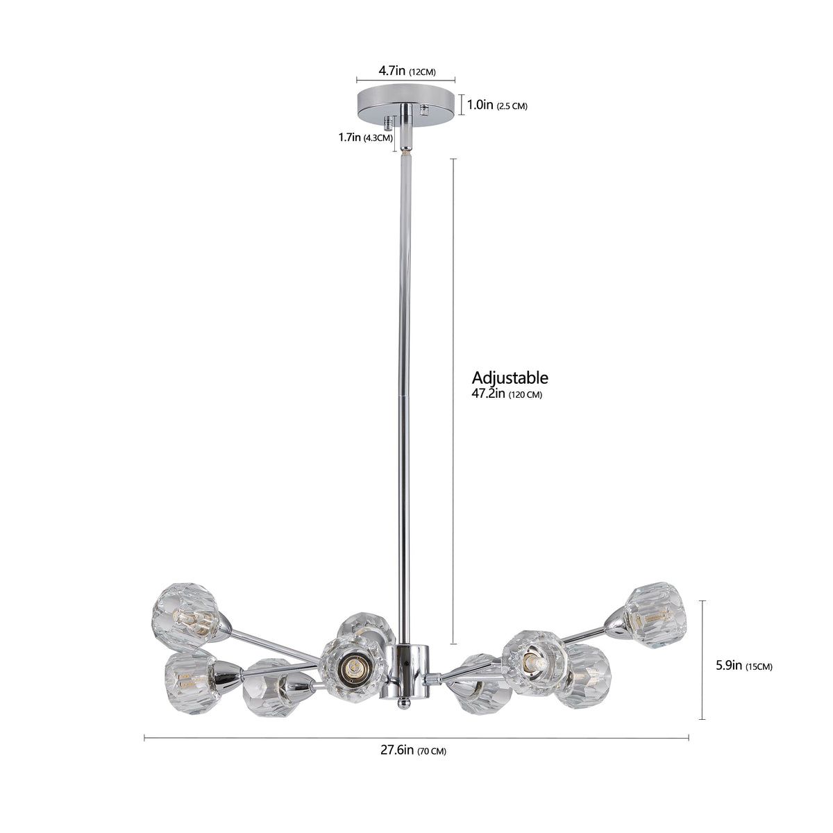 28" Modern Crystal Chandeliers with 9 Lights