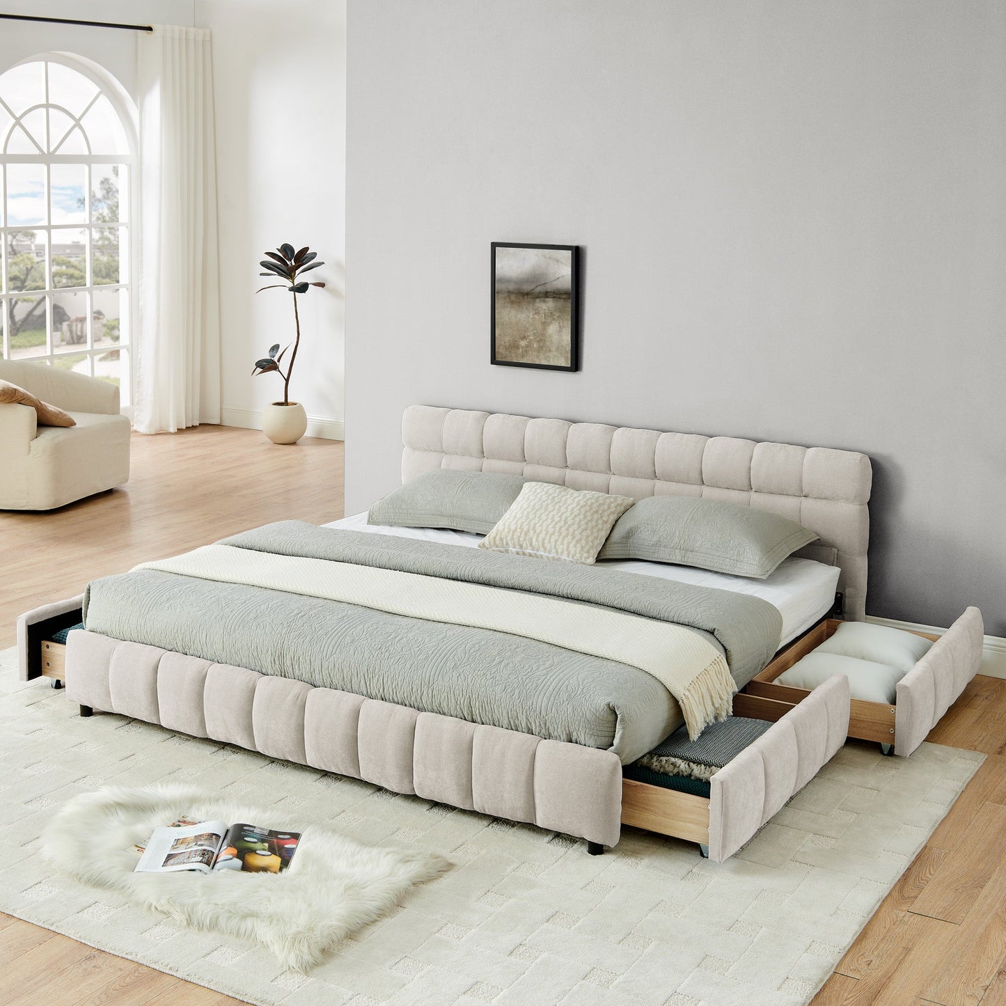 King Size Upholstered Bed with Storage