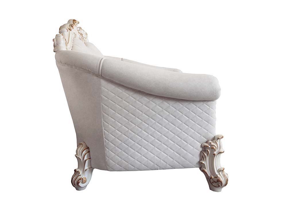 Vendome II - Loveseat With 4 Pillows - Two Tone Ivory Fabric & Antique Pearl