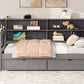 Wood Twin Size Platform Bed with Storage Shelves and Charging Station
