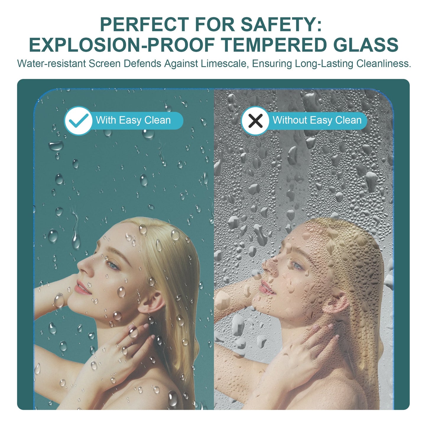 Fold Frameless Shower Door with Tempered Glass