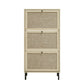 Rattan 3 Door Shoe Rack, Freestanding Modern Shoe Storage Cabinet