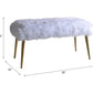 Bagley II - 20" Bench - White Faux Fur & Gold