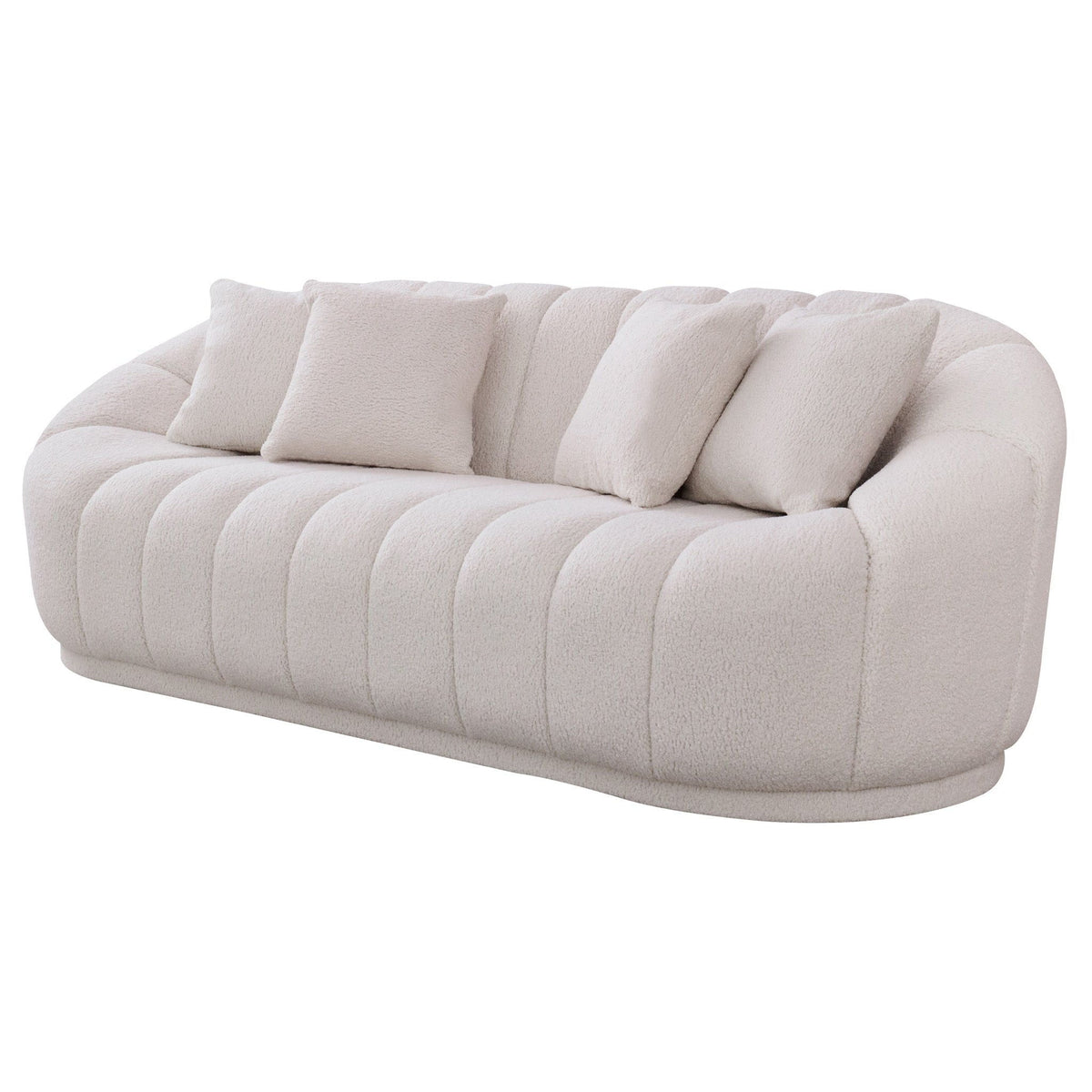 Maximilian - Modern Japandi Style Tight Back Boucle Couches - view 3