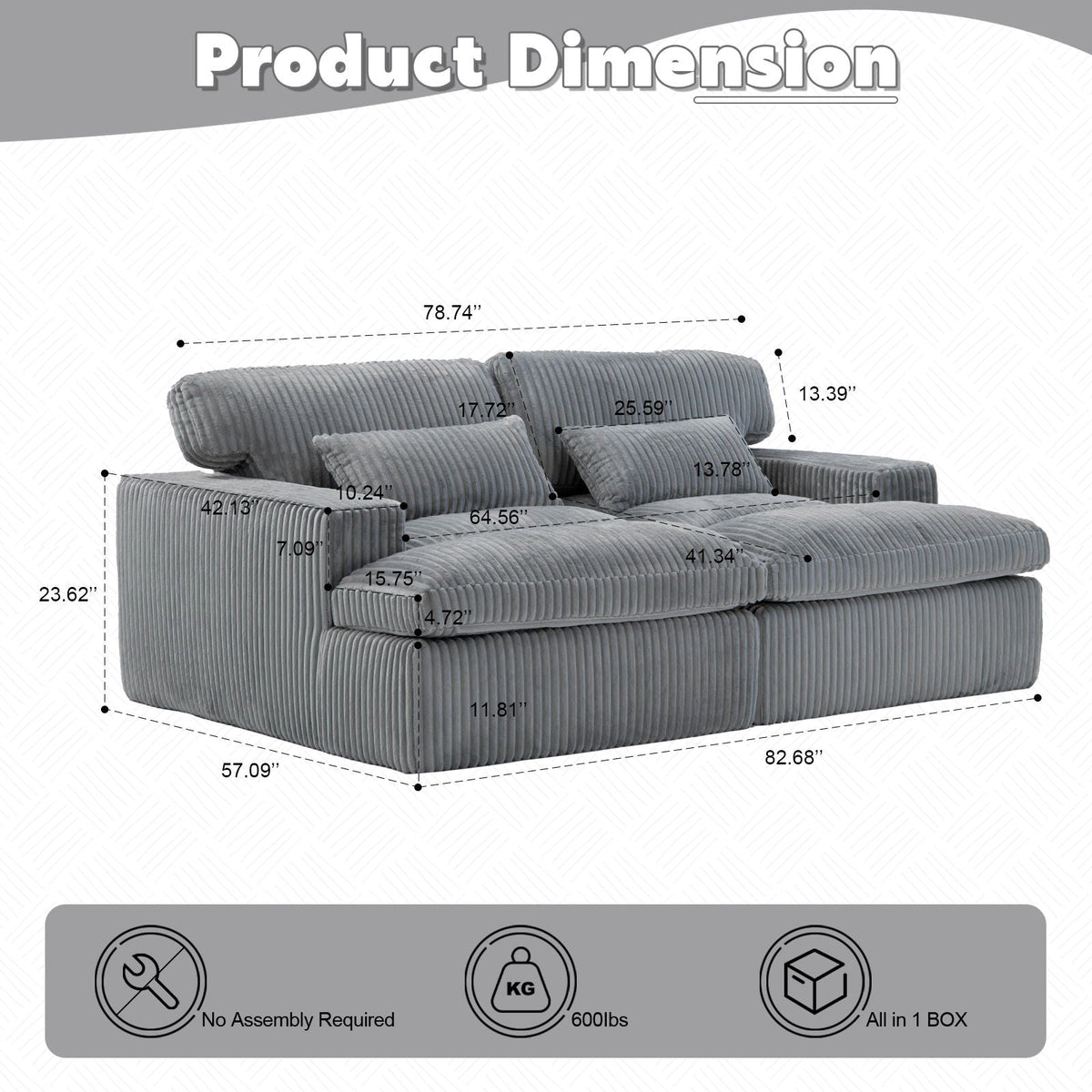 Double Chaise Lounge Chair, Oversized Upholstered Sleeper Cloud Couch - view 13