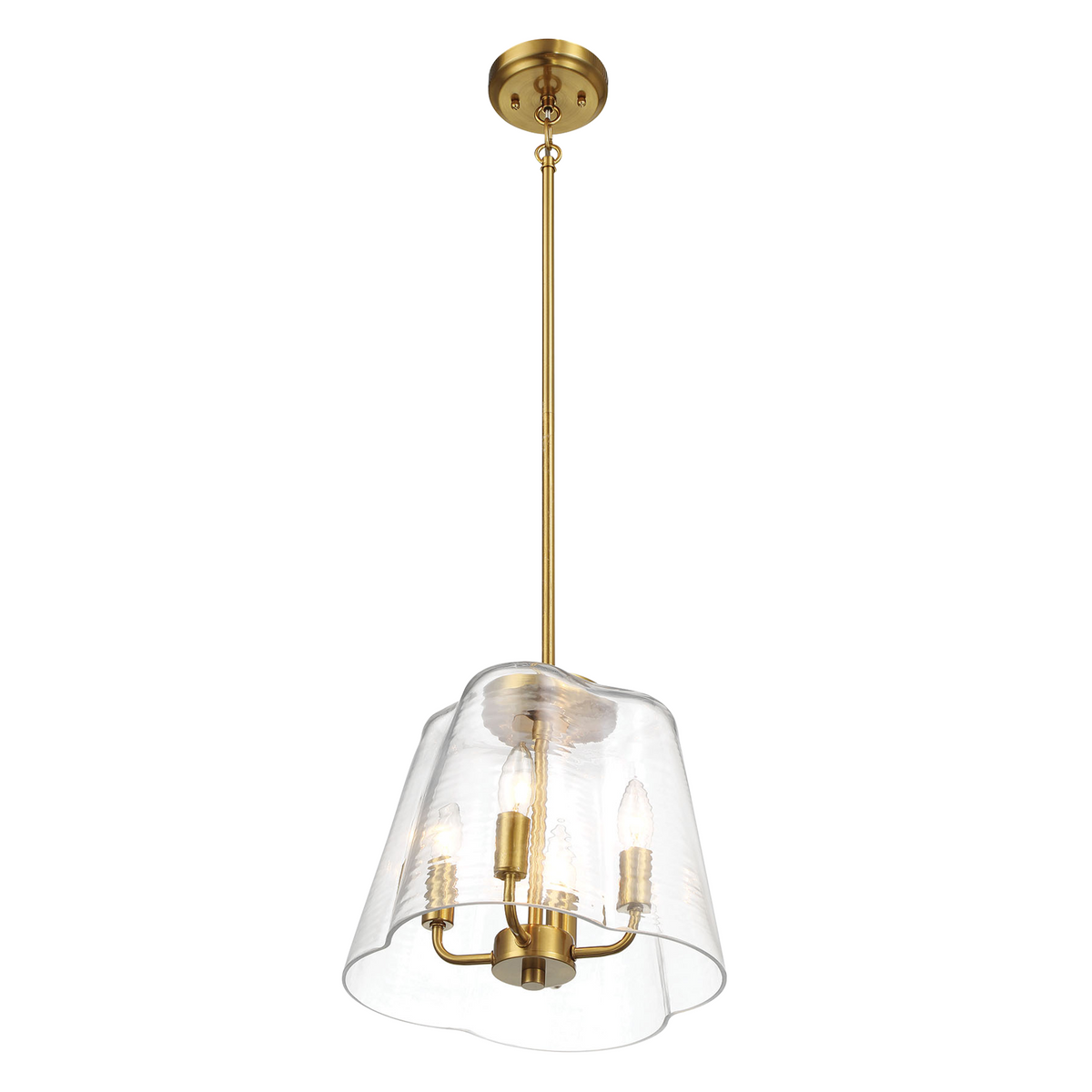 Soiree Four Candle Lights Pendant With Clear Glass - Satin