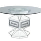 Noralie - 30" Dining Table - Clear Glass, Mirrored & Faux Diamonds