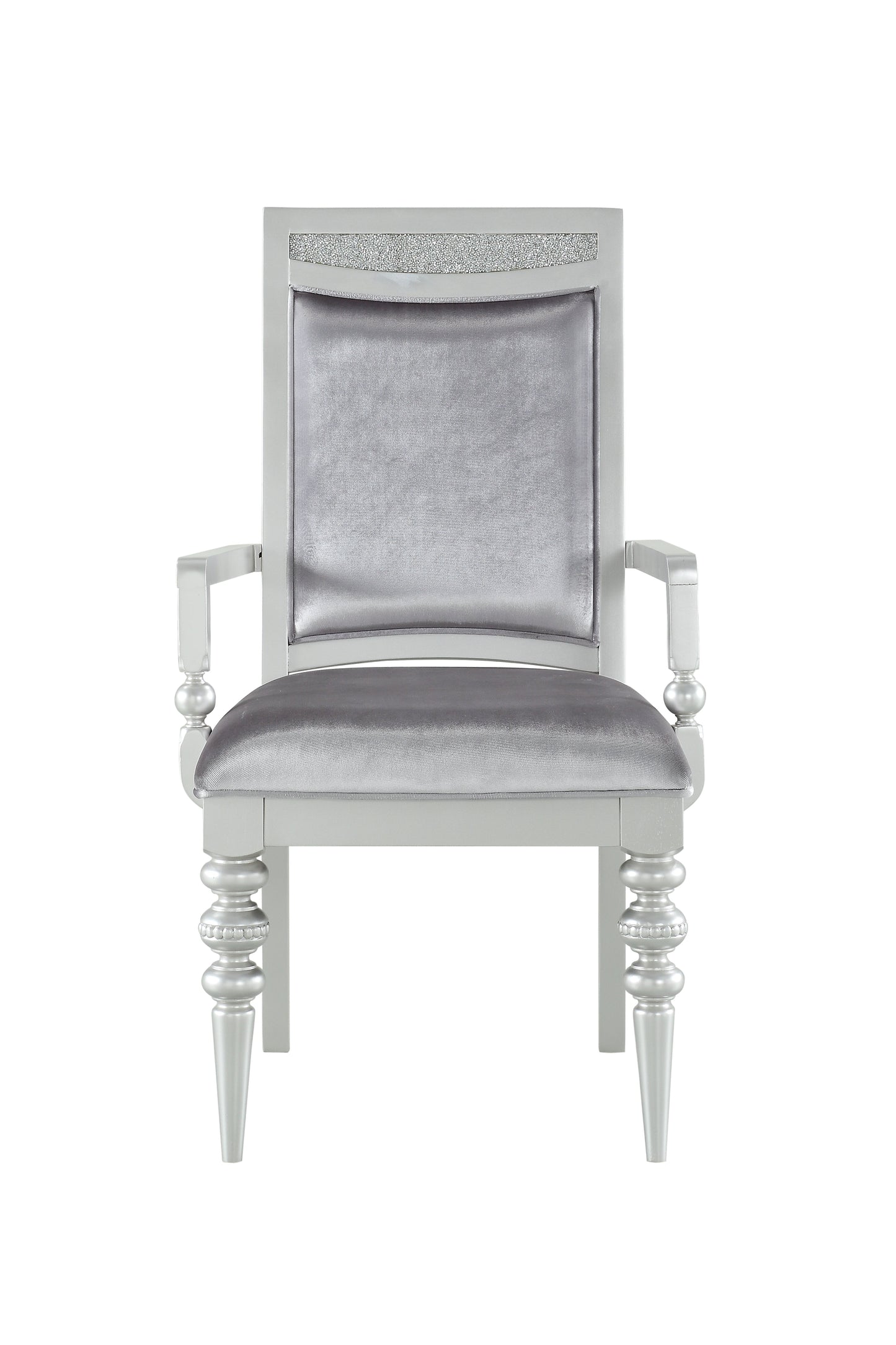 Maverick Fabric & Platinum Finish Arm Chair Set of 2