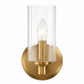 Jardin Single Light Wall Sconce with Clear Ribbed Glass - Satin