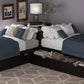 L-Shaped Platform Bed with Trundle and Built-in Desk