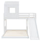 Wooden Twin Over Full Bunk Bed with Playhouse