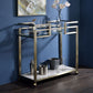 Neilo - Serving Cart - Clear Glass, Faux Marble Top & Wire Brass