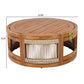 27.95" Acacia Wood Outdoor Coffee Table with Handwoven Rope Accent