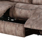 Zubaida Two Tone Chocolate Velvet Recliner Sofa with USB Port & Drop Down Table