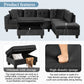 Modern Sectional Sofa With Storage Ottoman, L - Shape Couch With 2 Pillows And Cup Holders - view 6