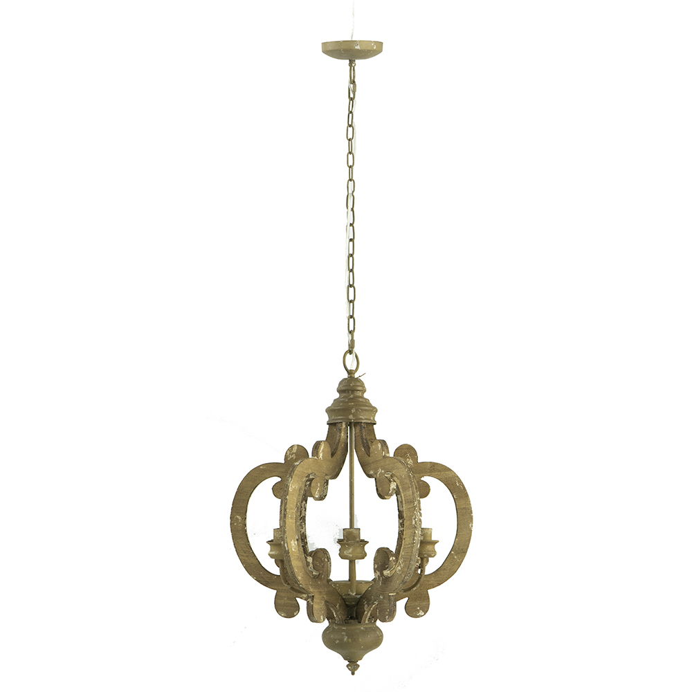 Farmhouse Chandelier, 6 Light Wood Chandelier Pendant Light Fixture With Adjustable Chain For Dining Room - view 9