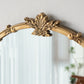 30x31" Round Wall Mirror with Gold Finish and Decorative Leaf Crest