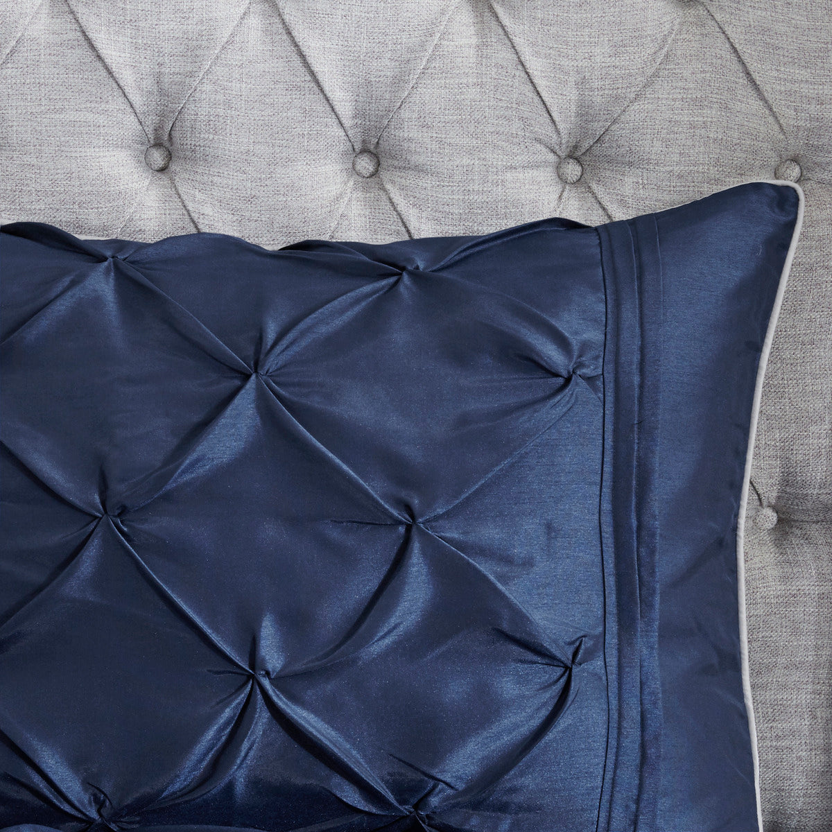 7 Piece Tufted Comforter Set Navy King