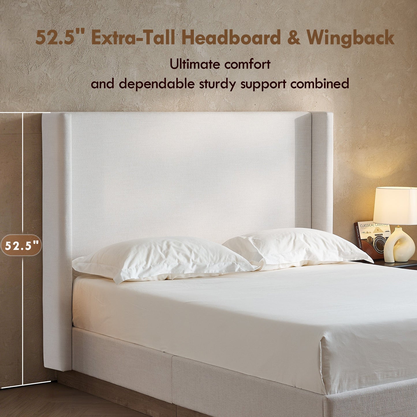 Hosford Upholstered Wingback Bed