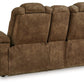 Wolfridge - Power Reclining Loveseat With Console /Adj Hdrst - Brindle