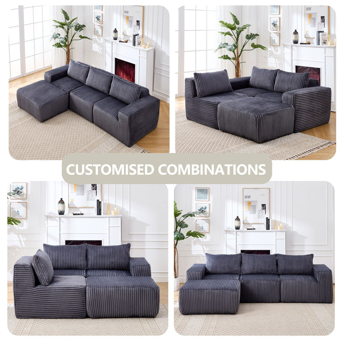 L - Shape Modern Minimalist Modular Sectional Sofa, Upholstered Cloud Couch With Deep Seats - view 8