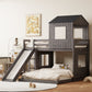 Wooden Twin Over Full Bunk Bed with Playhouse