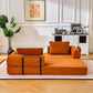 Convertible Sleeper Sofa Bed with Cylindrical Pillow - Orange
