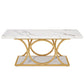 47.24-Inch Modern Rectangle Coffee Table in White & Gold