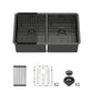 Double Bowl Undermount Sink - 33"x19"x10" Gunmetal