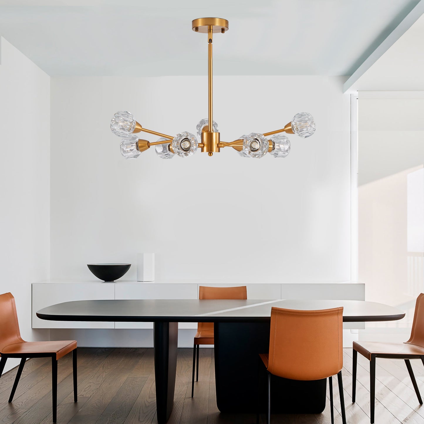 Modern Crystal Golden Chandelier 9 Lights Fixture