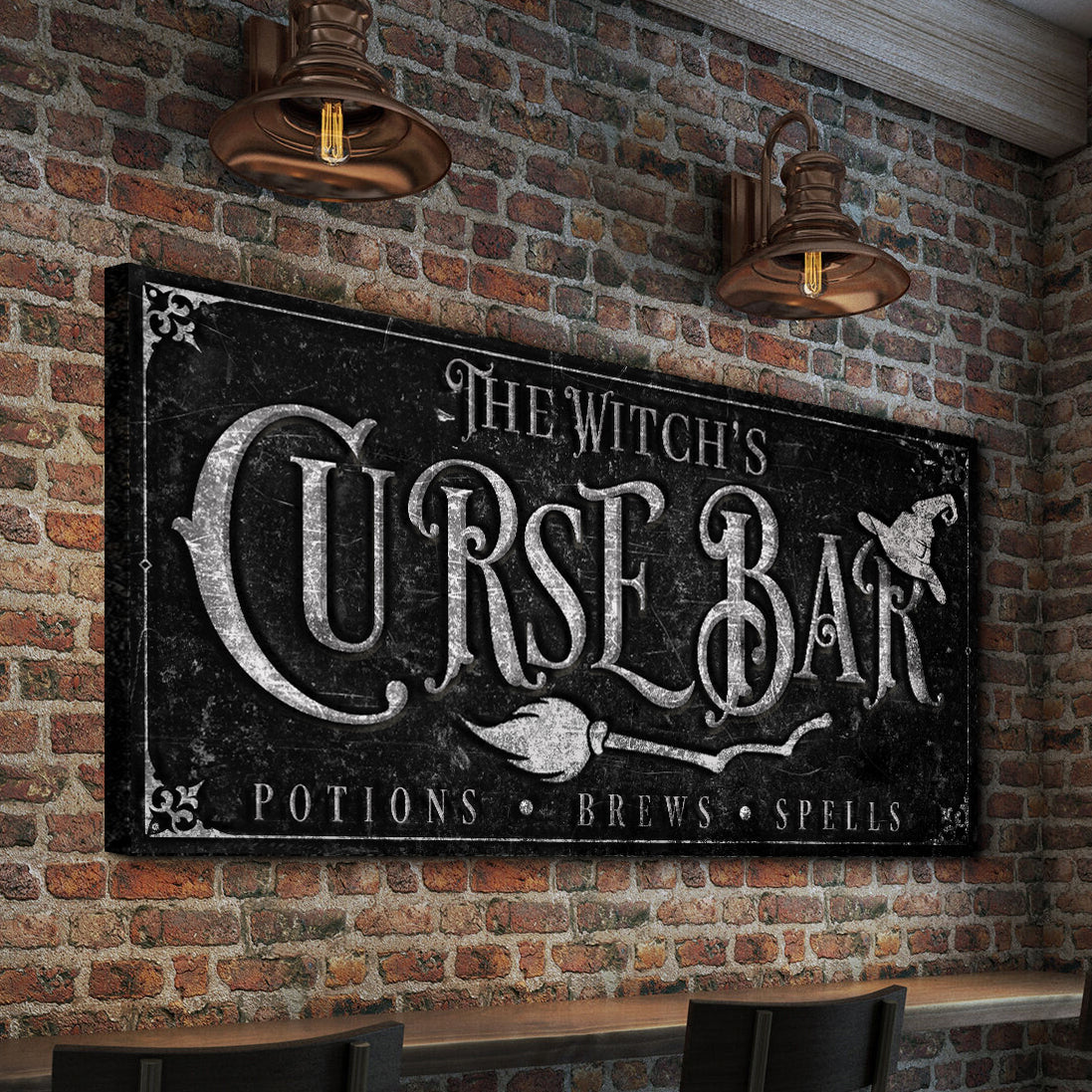The Witch's Curse Bar Halloween Sign - view 3
