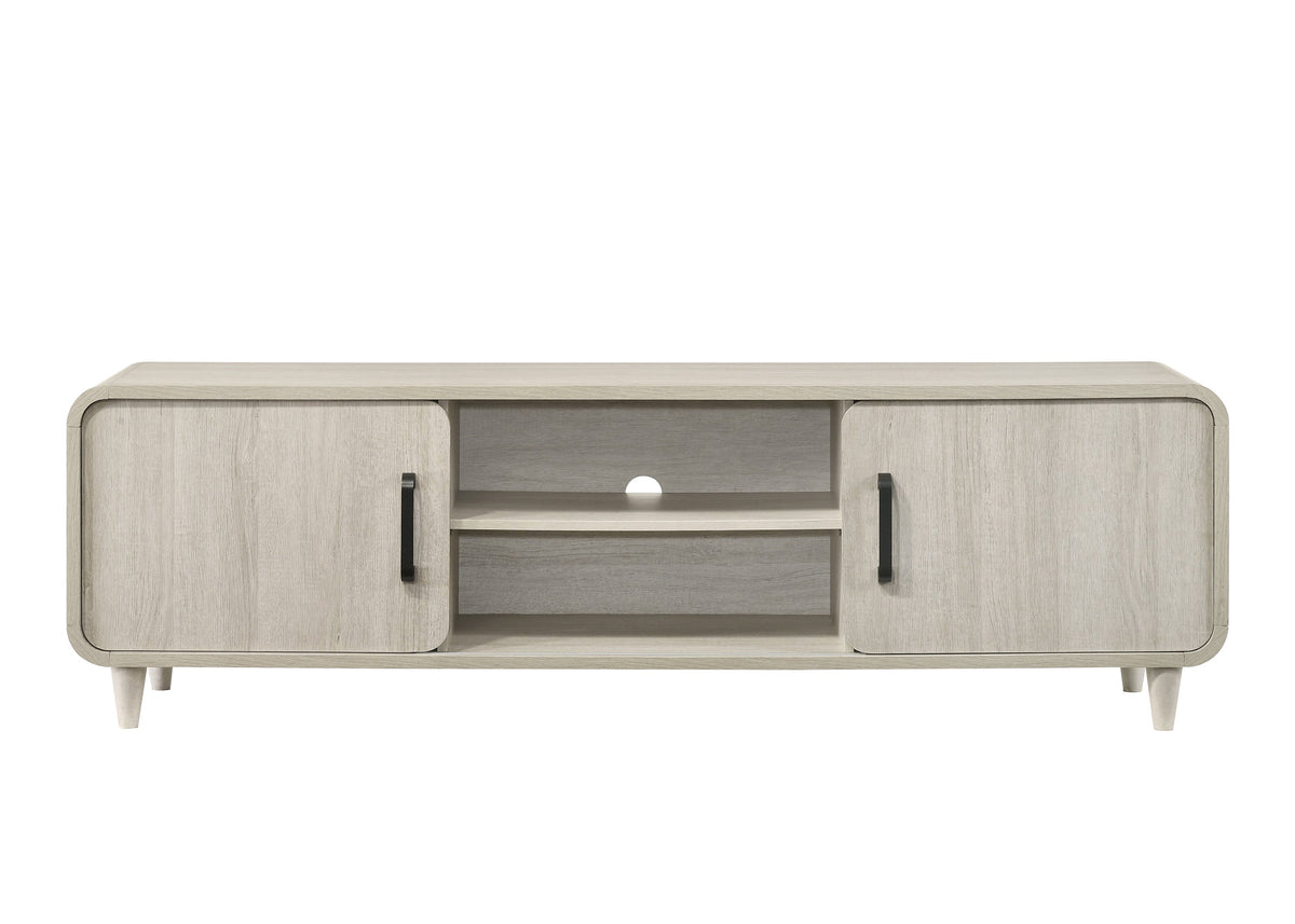1pc TV Stand - Contemporary Light Wood Finish with Sliding Doors
