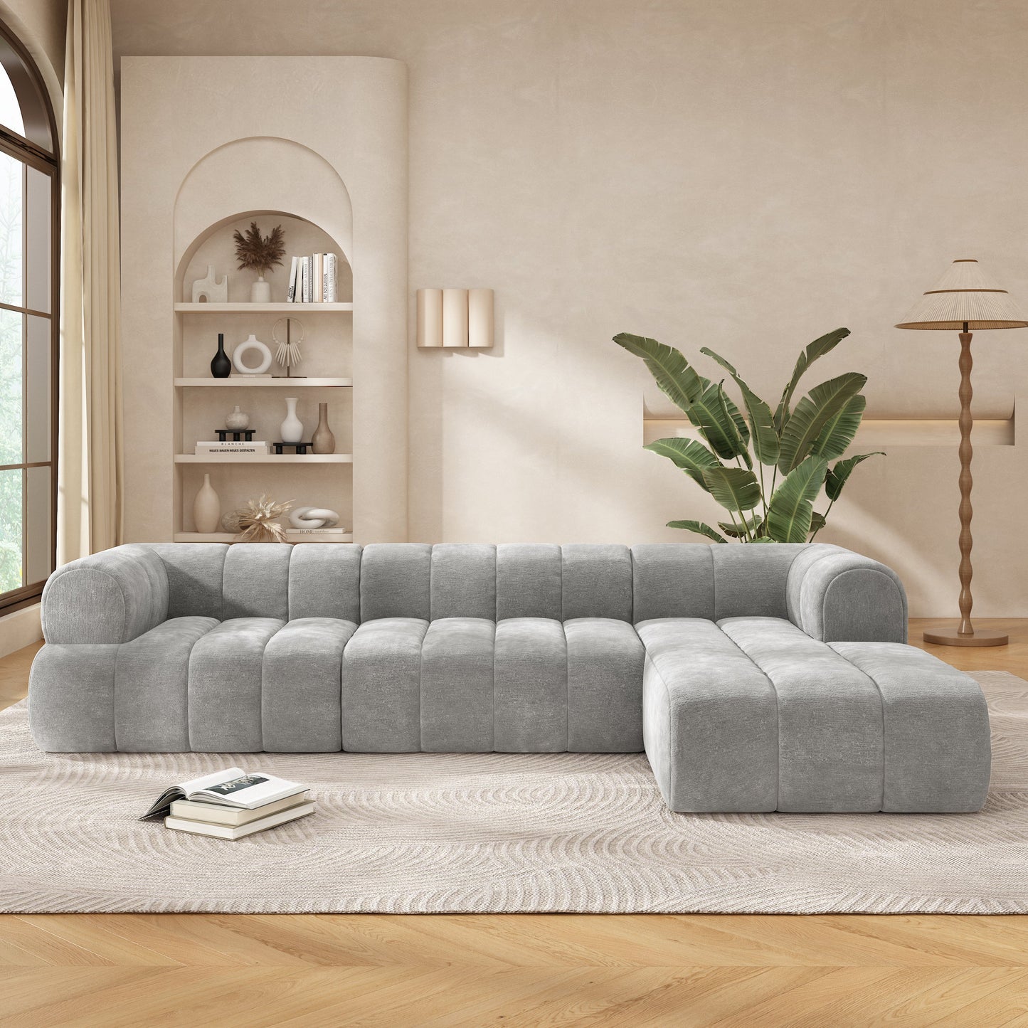 122" Modern L-Shaped Sectional Sofa with Chaise Lounge