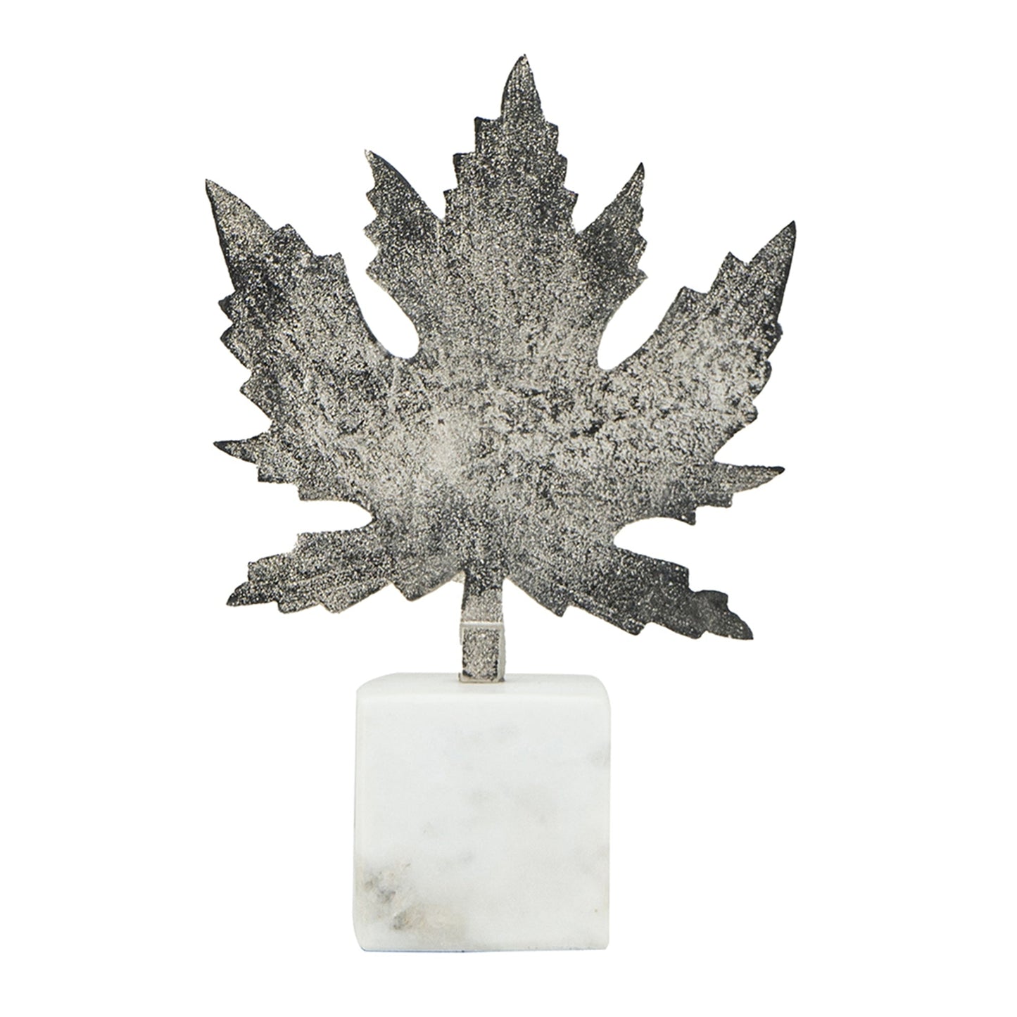 7x3x10.5" Aluminum Leaf On Marble Base